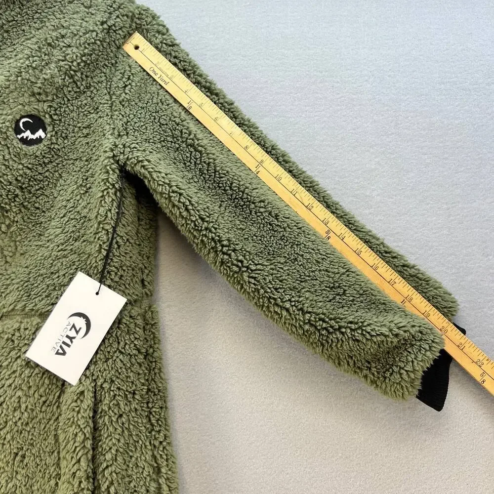 NWT Zyia Active Women's Long Hooded Teddy Jacket Lined Size Small Olive - Picture 4 of 13